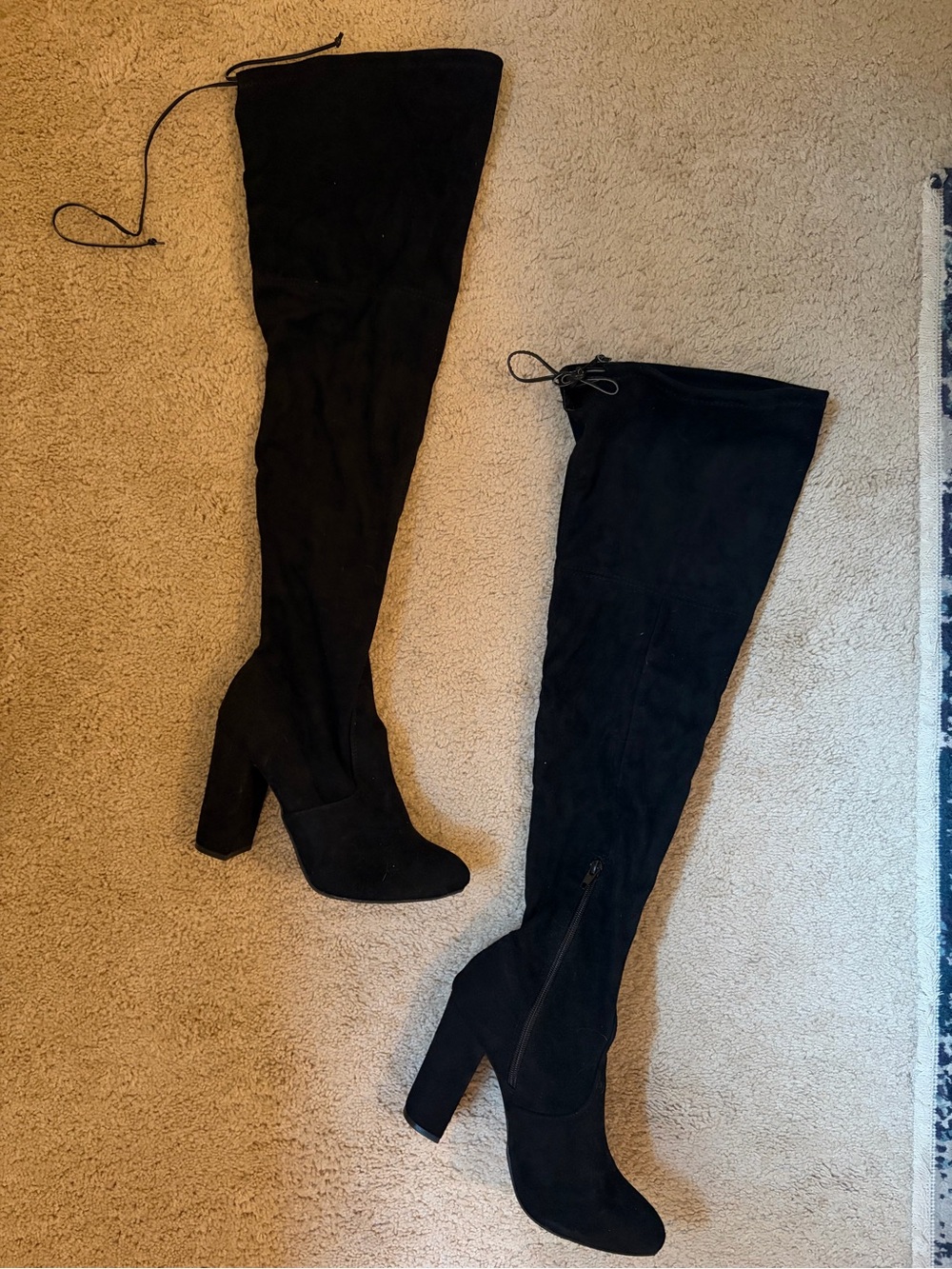 Windsor Black Over-the-Knee Suede Block Heel Boots